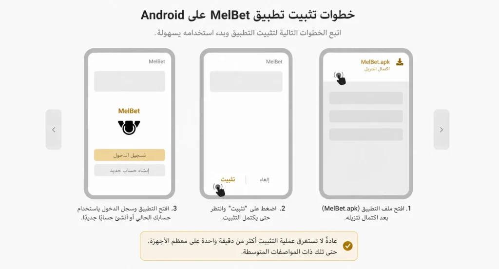 خطوات التثبيت Melbet